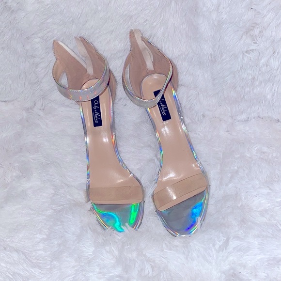 OnlyMaker iridescent silver open toe heels size 41 - Picture 4 of 14